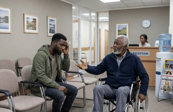 Black people in a doctor's waiting room